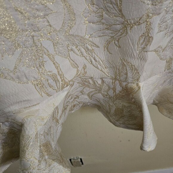 Lulus NWT Guilded Lily Cream Floral Jacquard Ruffled Trumpet Mini Dress Size M - Picture 8 of 13